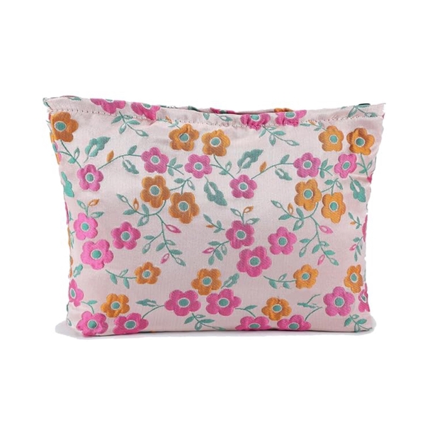 Make Up Purse - Tiny Pink & Orange Flower