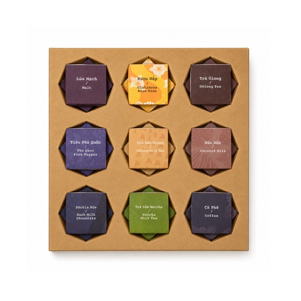 TBROS CHOCOLATE - Box Of 9 Flavors Chocolate in Red