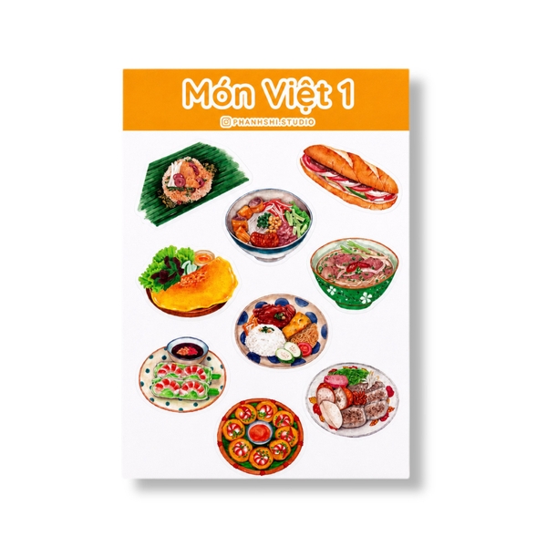 PHANHSHI STUDIO - ‘Món Việt 1 / Vietnamese Food 1' Watercolor Sticker Sheet