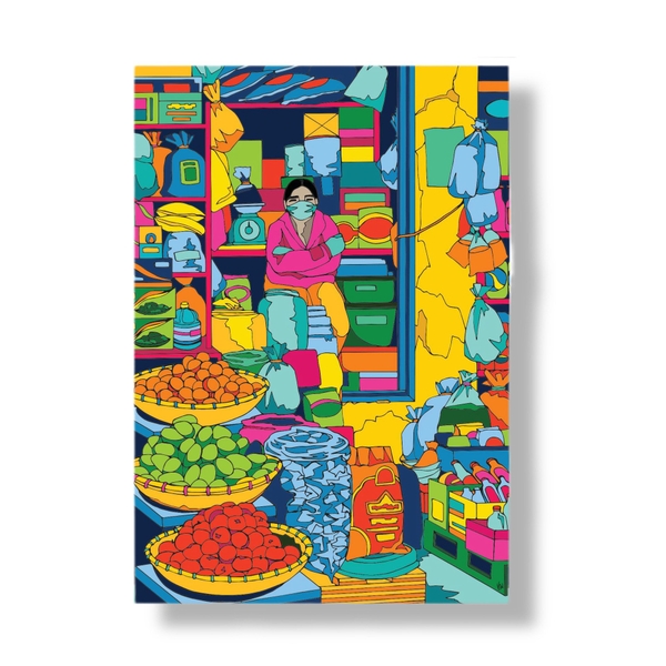 Line Study Studio - ‘Woman in Market Colored' Art Print