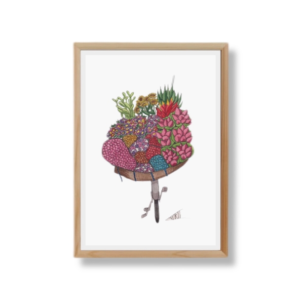 LAURIE DRAWS - 'Flower Bike' Framed Art Print