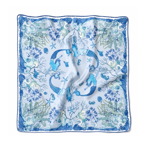 LY VU -  ‘Born In Blue’ Silk Carre Scarf