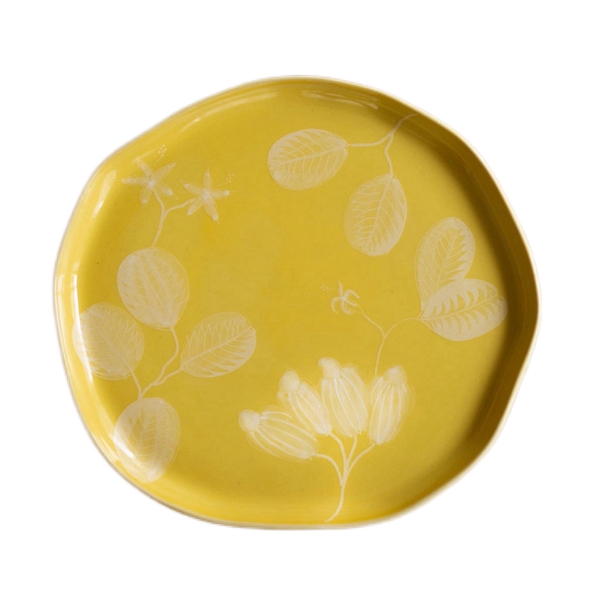 BAT TRANG - Ceramic Medium Round Plate in Yellow