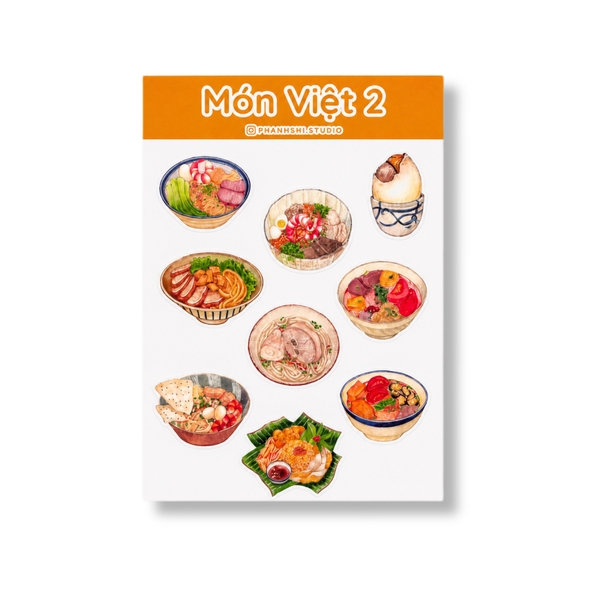 PHANHSHI STUDIO - ‘Món Việt 2 / Vietnamese Food 2' Watercolor Sticker Sheet