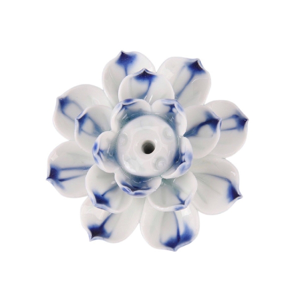 BAT TRANG - Ceramic Lotus Incense Holder In Light Blue