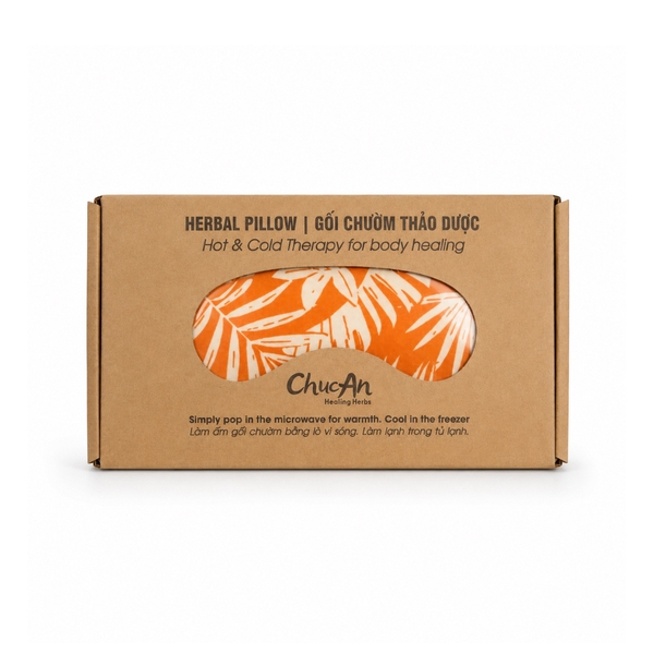 CHUC AN HEALING HERBS - Herbal Eye Pillow in Orange With White Leaf
