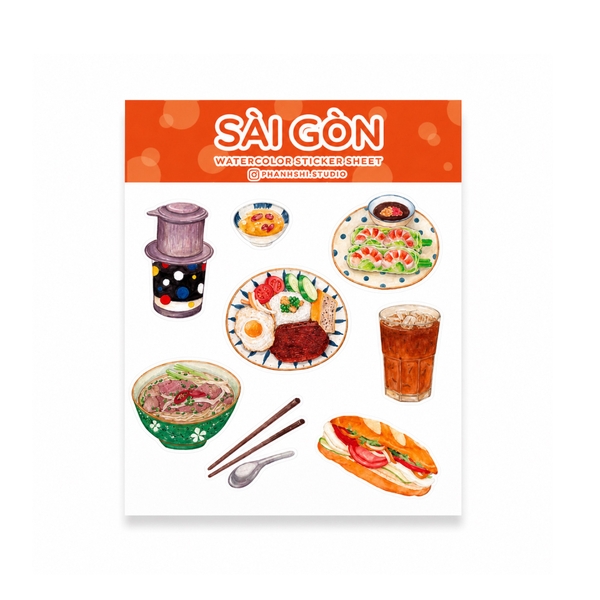 PHANHSHI STUDIO - ‘Sài Gòn’ Mini Watercolor Sticker Sheet