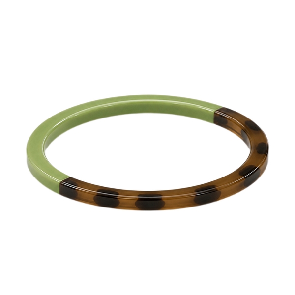 AZIET - Buffalo Horn & Lacquer Slim Bracelet in Lime & Leopard