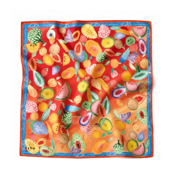LY VU -  ‘Les Fruit’ Silk Carre Scarf