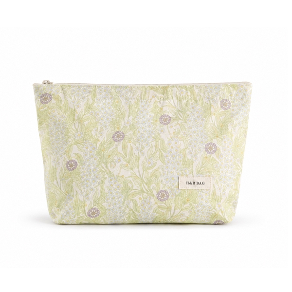 Make Up Purse - Green Leaf & Lilac Flower