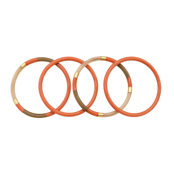 AZIET -  Buffalo Horn & Lacquer Set Bracelet in Salmon