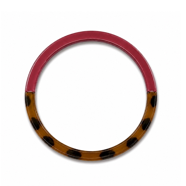 AZIET - Buffalo Horn & Lacquer Slim Bracelet in Berry Red & Leopard