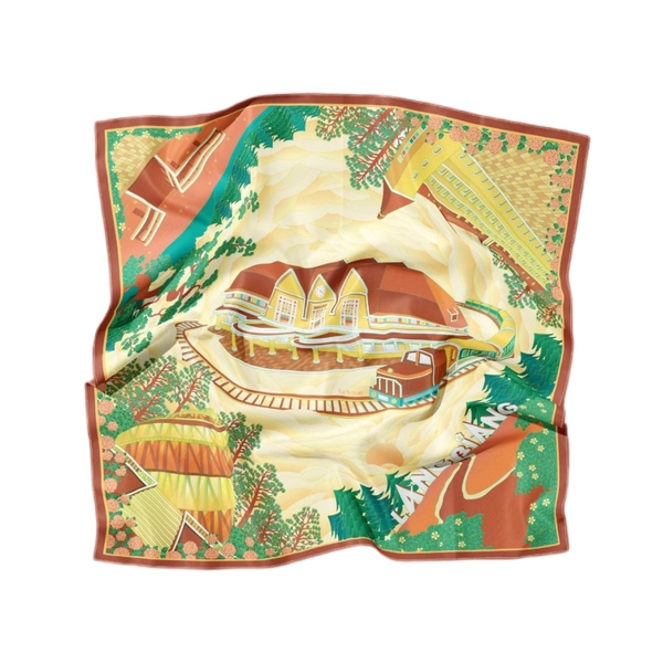 LA'ARTISAN - 'Ga Đà Lạt - Da Lat Train Station' Double-Sided Square Scarf