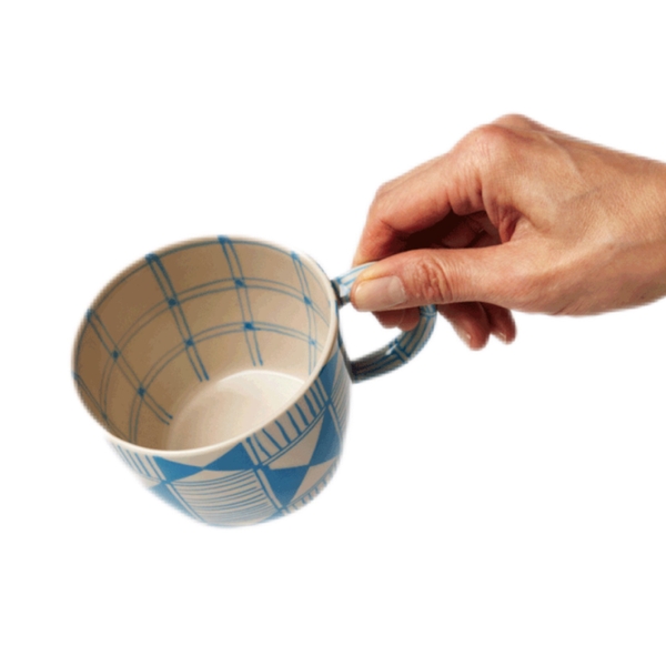 BAT TRANG - Ceramic Short Mug In Indigo Blue Pattern