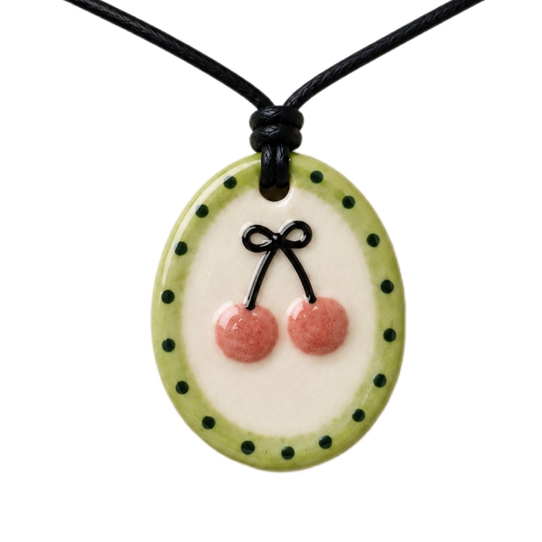 LINDO CRAFTS - Ceramic Necklace In Cherry