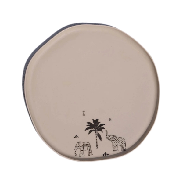 BAT TRANG - Ceramic Large Round Plate in Elephant