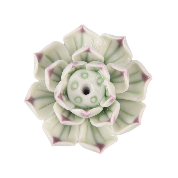 BAT TRANG - Ceramic Lotus Incense Holder In Mint