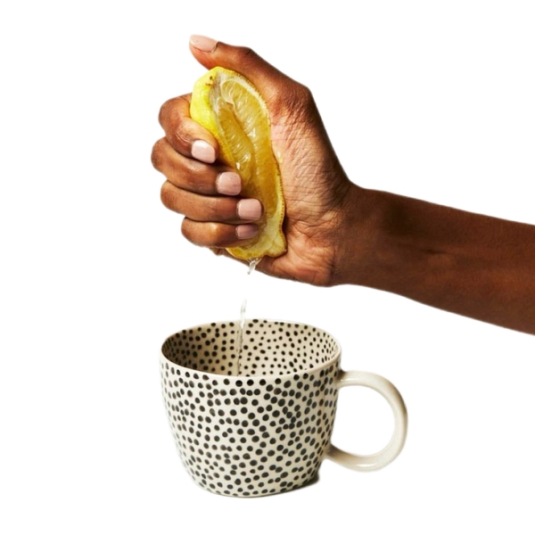BAT TRANG - Ceramic Short Mug In White Sprinkle