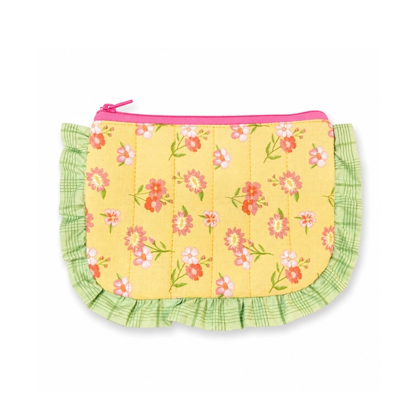 RUNG HANDMADE - 'Pink Floral’ Ruffled Make Up Purse