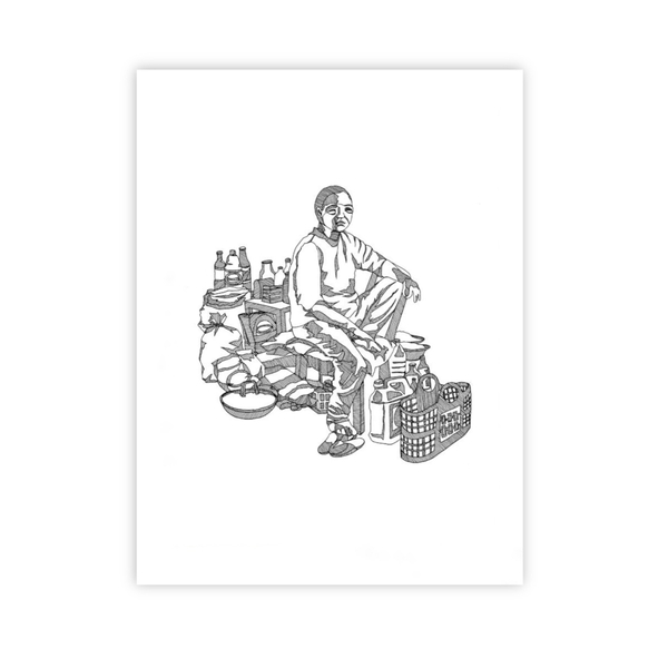Line Study Studio - ‘Woman in Market B&W' Art Print