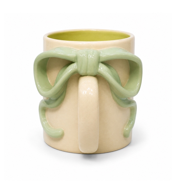 MEOW POTTERY - Ceramic Mug With     Pistachio Bow Handle