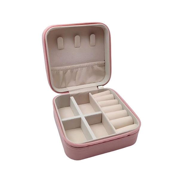 Square Jewelry Box In Pink With Colorful Tweed
