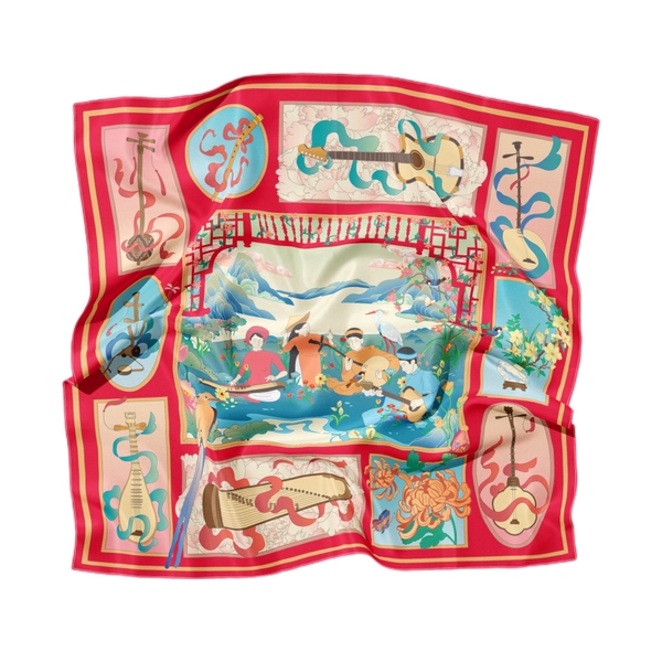 LA'ARTISAN - 'Đờn Ca Tài Tử' Double-Sided Square Scarf