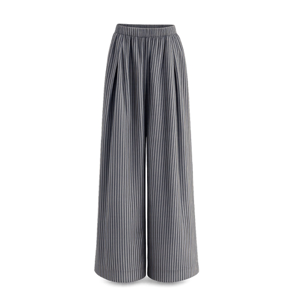 HUMANITY HANOI -  Linen Wide Leg Pants in Stripe Grey
