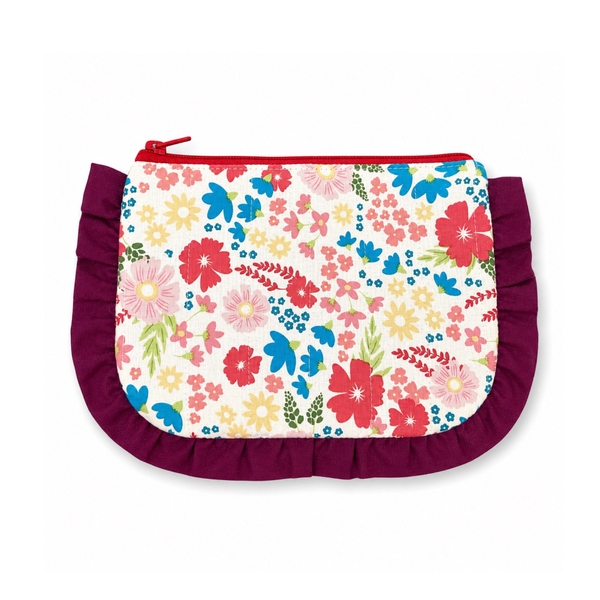 RUNG HANDMADE - 'Colorful Floral' Ruffled Make Up Purse