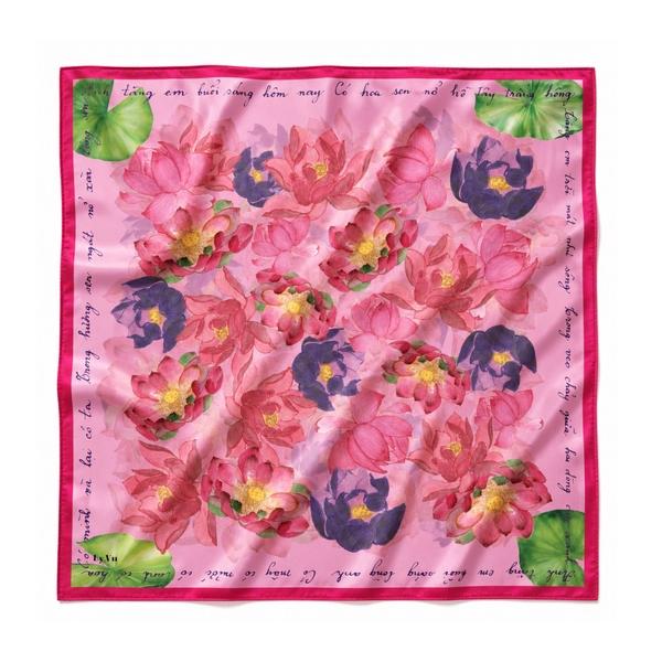 LY VU -  ‘Lotus Land’ Silk Carre Scarf