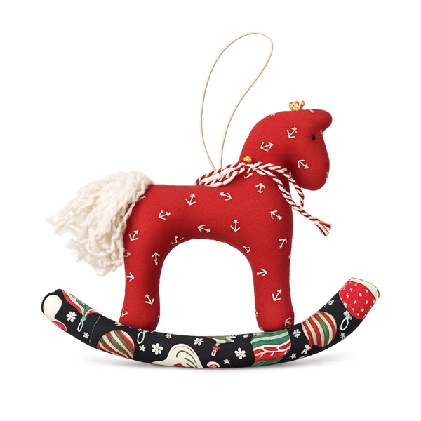RUNG HANDMADE - 'Anchor Pattern in Red' Fabric Rocking Horse Charm