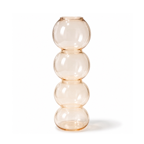 Tall Bubble Glass Vase in Beige