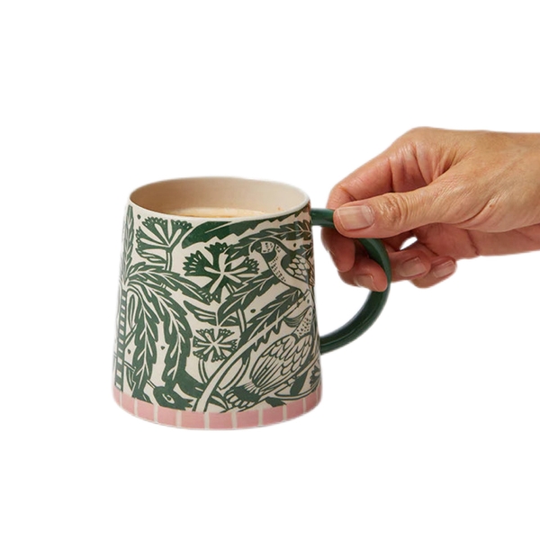 BAT TRANG - Ceramic Birdy Mug in Green
