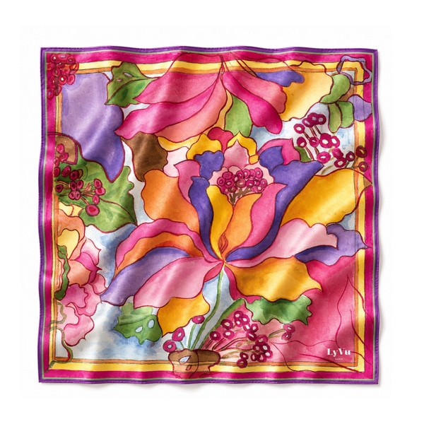 LY VU -  ‘Flower Fantasy No.1’ Silk Carre Scarf
