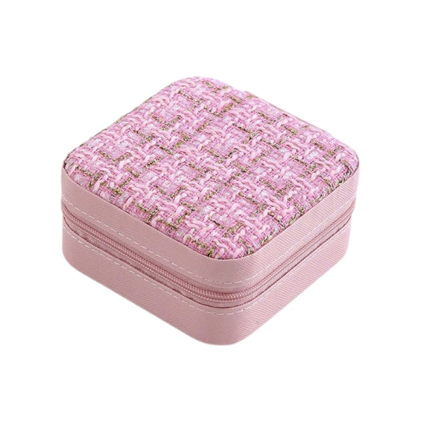 Square Jewelry Box In Pink With Gold Tweed