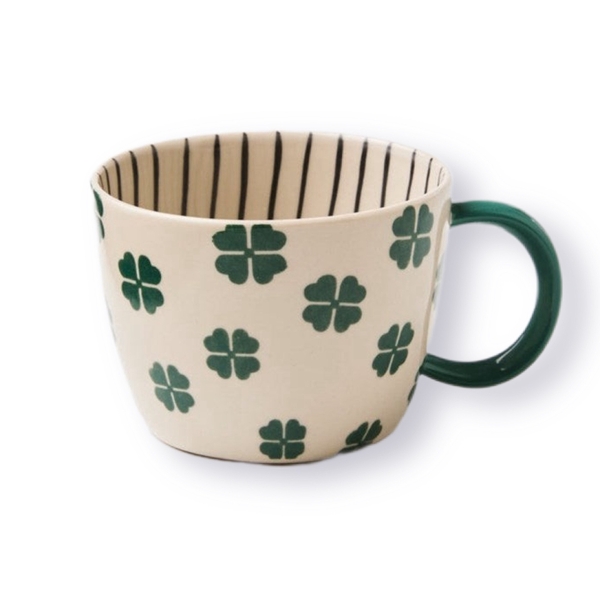 BAT TRANG - Ceramic Short Mug In Green Clover