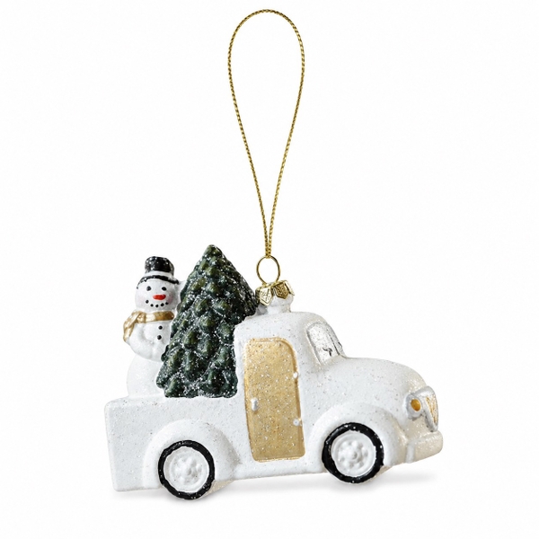 Poly CHRISTMAS Ornament - CHRISTMAS Truck in White