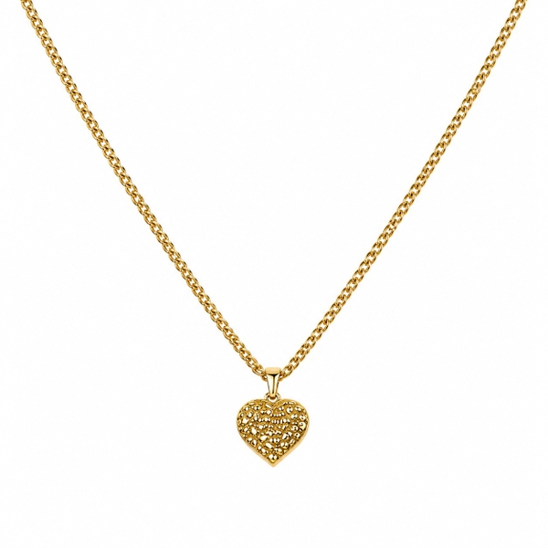 ROUGE - 18K Gold Plated Necklace With Texture Heart Pendant