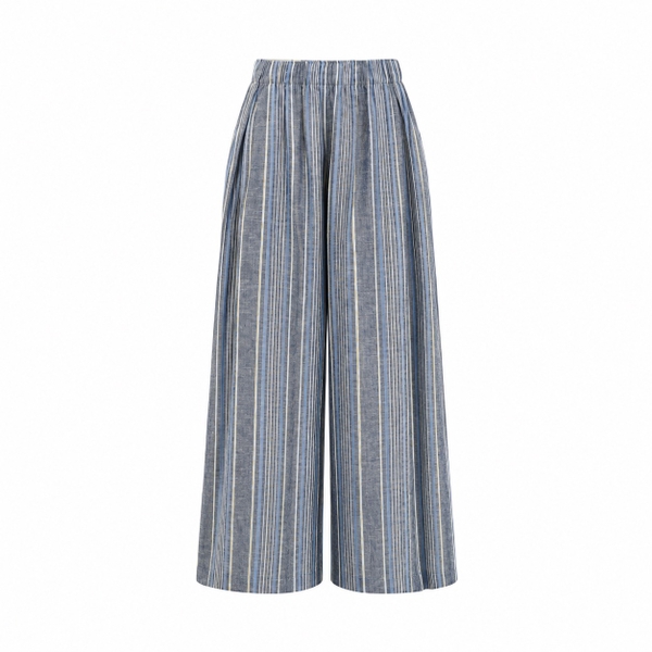 HUMANITY HANOI -  Linen Wide Leg Pants in Stripe Blue