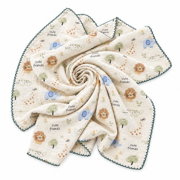KID & BABY - Muslin Blanket in Cute Jungle Friends
