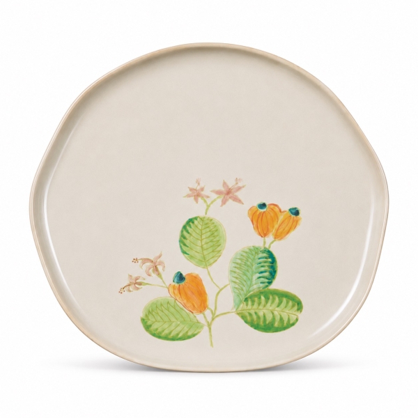 BÁT TRÀNG CERAMIC - Large Round Plate in Pumpkin