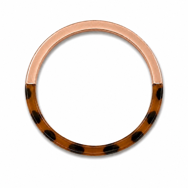 AZIET - Buffalo Horn & Lacquer Slim Bracelet in Rose Gold & Leopard