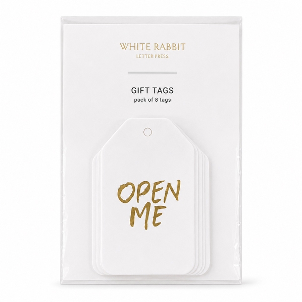 WHITE RABBIT LETTER PRESS - 'Open Me' Christmas Gift Tag