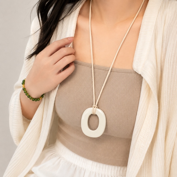 AZIET -  Buffalo Horn & Lacquer Necklace In White