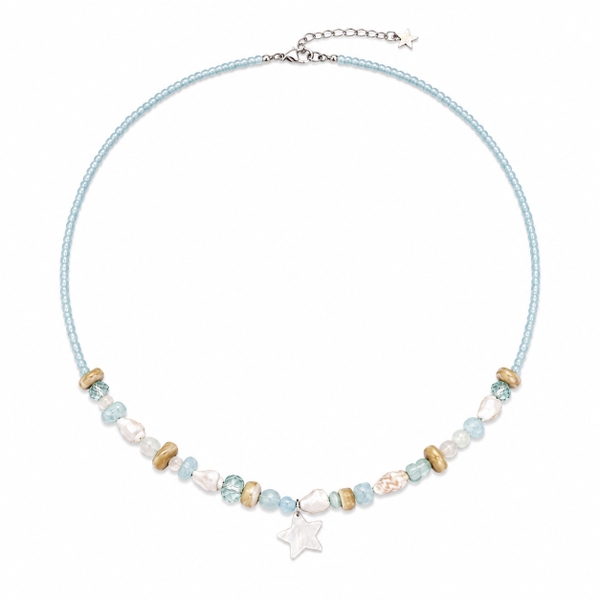 MERMAID - 'Azure - Mint' Natural Gemstone & Glass Bead Necklace