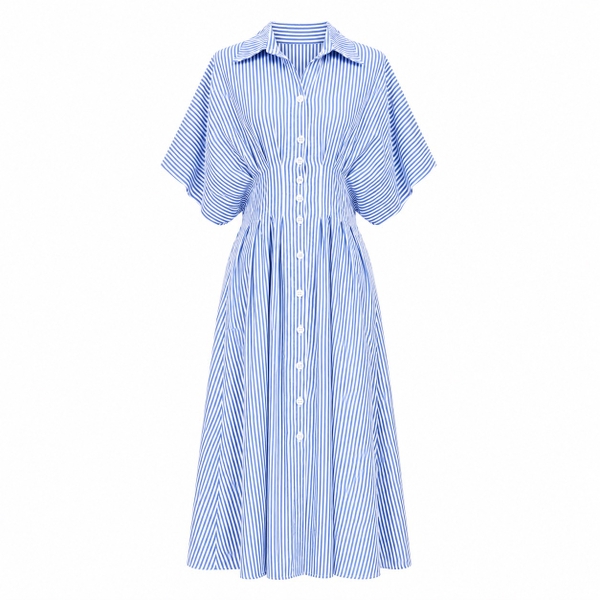 HUMANITY HANOI - Shirt Dress in Striped Blue