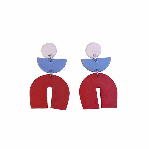 Colorful Zone - Half Moon Over Arch Clay Earrings