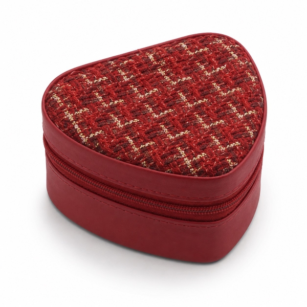 Heart Jewelry Box in Red With Gold Tweed