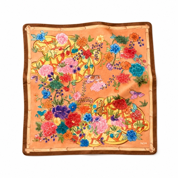 LY VU -  ‘Blooming’ Silk Carre Scarf