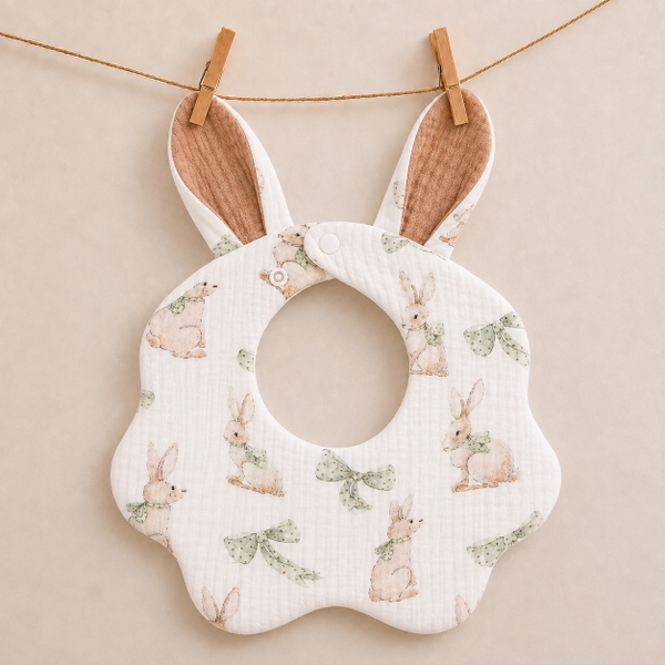 KID & BABY - Muslin Bunny Bib in Bunny & Bow